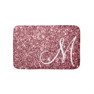 Personalized Monogrammed Rose Gold Glitter Luxe Bath Mat