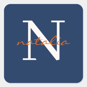 personalized monogrammed square sticker
