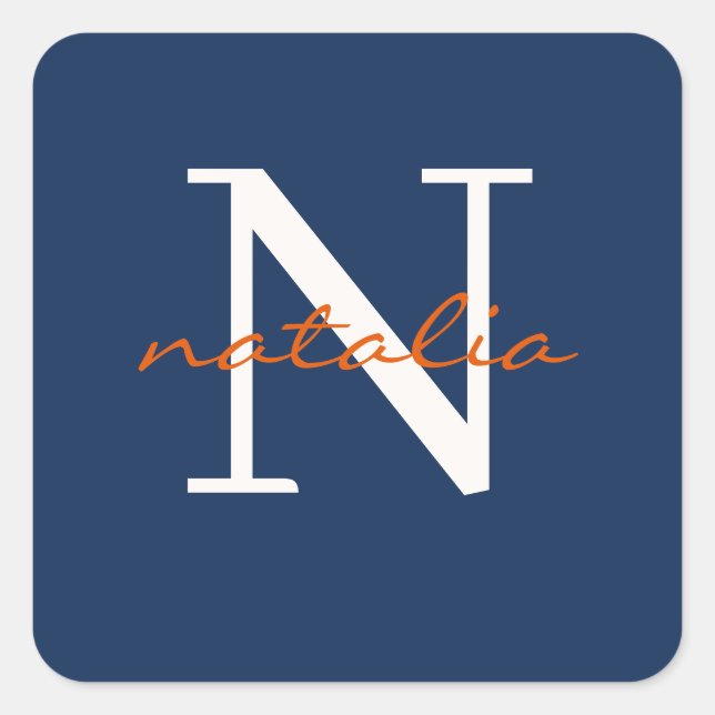 personalized monogrammed square sticker (Front)