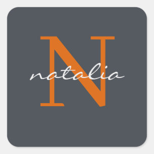 personalized monogrammed square sticker