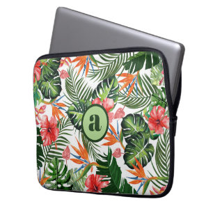 Personalized Monogrammed Tropical Pattern Laptop Sleeve