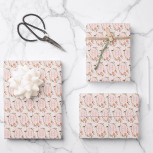 Personalized Monogrammed Vintage Floral Wrapping Paper Sheet