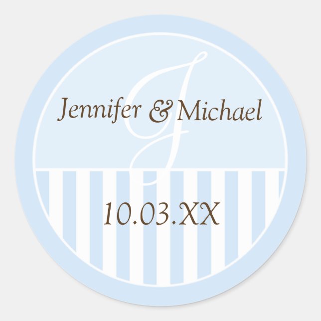 Personalized Monogrammed Wedding Favour Labels (Front)