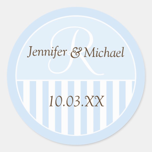 Personalized Monogrammed Wedding Favour Labels (Front)