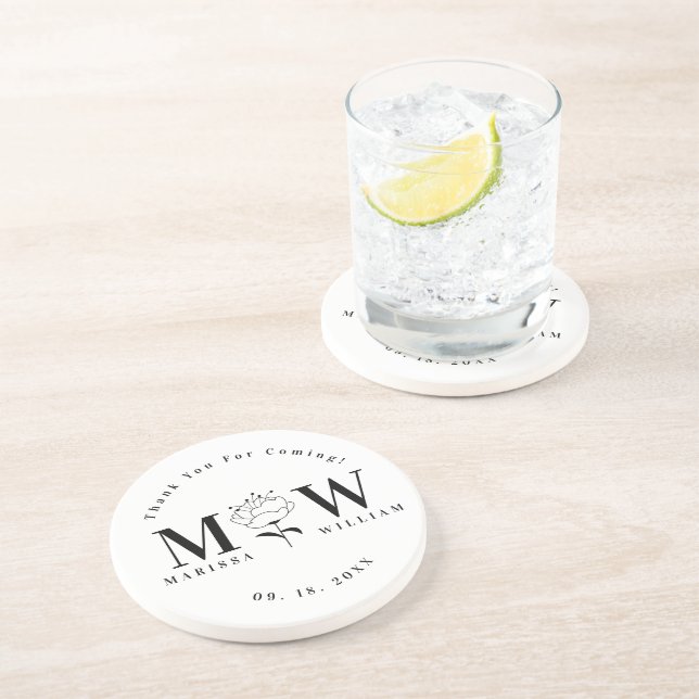 Personalized Monogrammed Wedding Gifts Favours Coaster (Side)