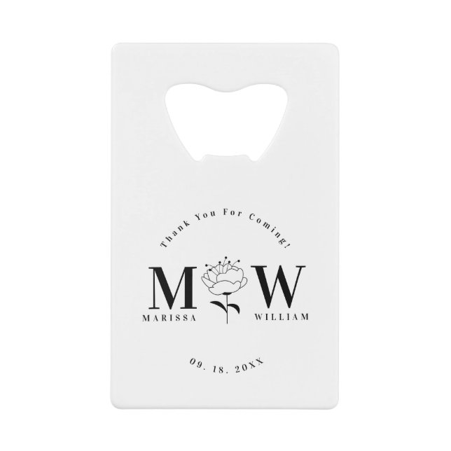 Personalized Monogrammed Wedding Gifts Favours Credit Card Bottle Opener (Front)