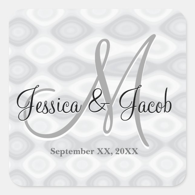 Personalized Monogrammed Wedding Stickers (Front)