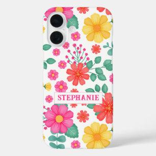 Personalized Monogrammed Wildflower Floral Cute iPhone 16 Case