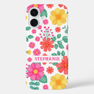 Personalized Monogrammed Wildflower Floral Cute iPhone 16 Case