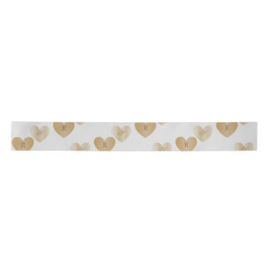 Personalized Monograms, Double the Golden Hearts  Satin Ribbon