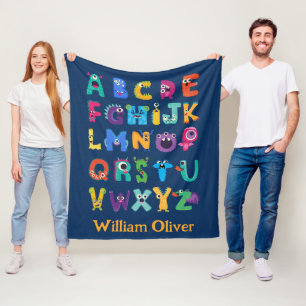 Personalized Monster ABC Silly Alphabet Monsters Fleece Blanket