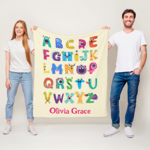 Personalized Monster ABC Silly Alphabet Monsters Fleece Blanket