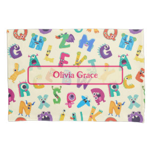 Personalized Monster ABC Silly Alphabet Monsters Pillowcase