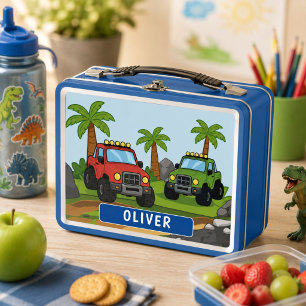 Personalized Monster Truck Boys School Metal Lunch Box