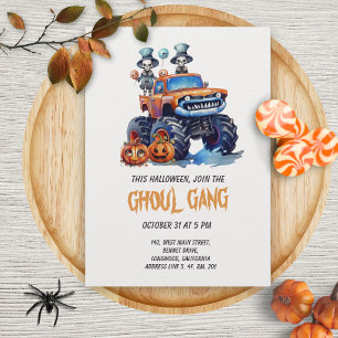 Personalized Monster Truck Halloween Party Invitation