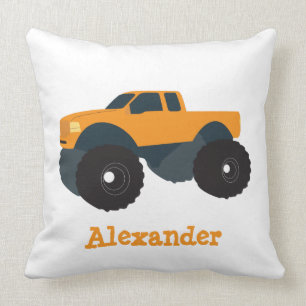 Personalized Monster Truck Vehicle Throw Pillow