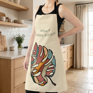 Personalized Monstera Garden Kitchen Apron
