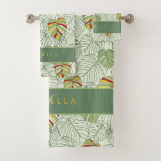 Personalized Monstera Leaves Jungle Towel Set