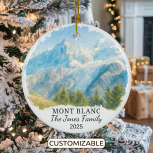 Personalized Mont Blanc Ornament, France Ceramic Ornament