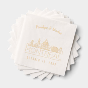Personalized Montreal Wedding Napkins Gold Foil