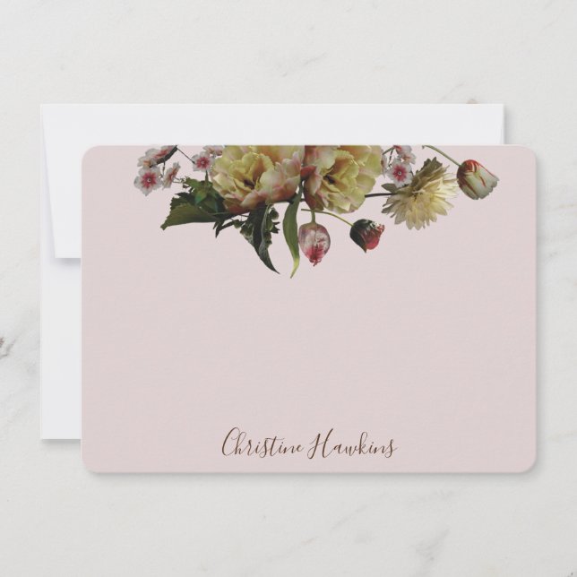 Personalized Moody Elegant Wildflower Floral Blush Card (Front)