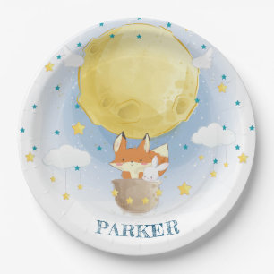 Personalized Moon Air Balloon Paper Plate