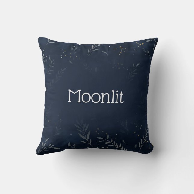 Personalized Moon and Leaves Throw Pillow (Back)