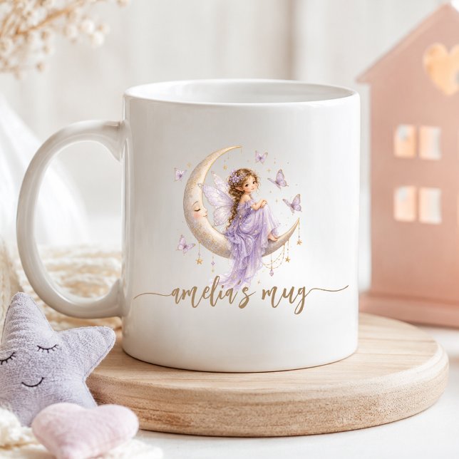Personalized Moon Fairy Name | Lavender Butterfly Coffee Mug (Personalized Moon Fairy Name | Lavender Butterfly Coffee Mug)