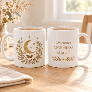 Personalized Moon Moth Botanical Morning Magic Mug