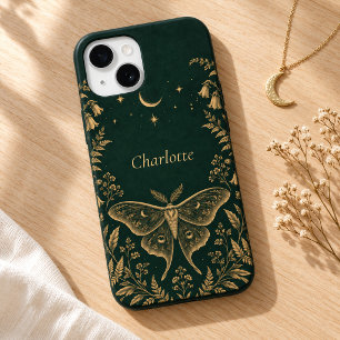 Personalized Moon Moth Botanical Witch Phone Case