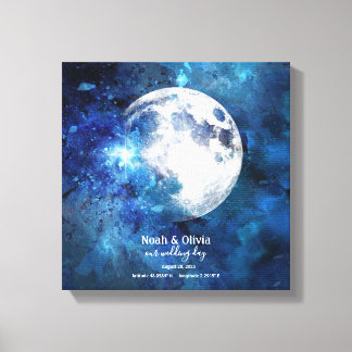 Personalized Moon Phase Meeting Place Monogram  Canvas Print