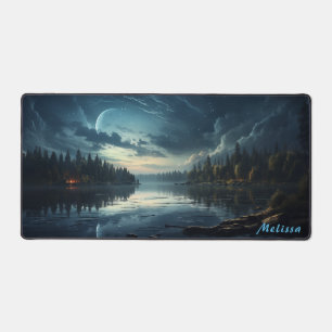 Personalized Moonlight Night Landscape Desk Mat 