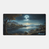 Personalized Moonlight Night Landscape Desk Mat 