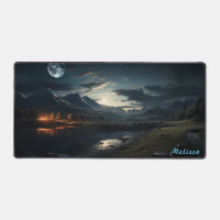 Personalized Moonlight Night Landscape Desk Mat 