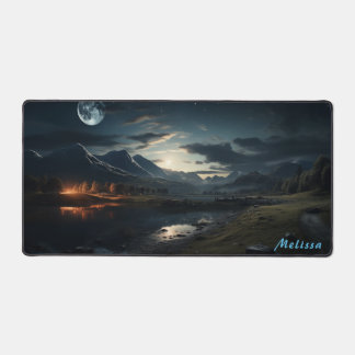 Personalized Moonlight Night Landscape Desk Mat 