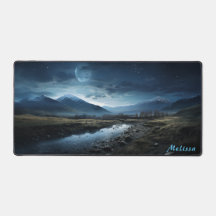 Personalized Moonlight Night Landscape Desk Mat 