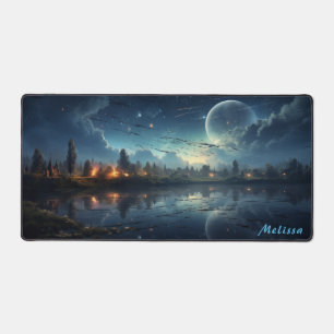 Personalized Moonlight Night Landscape Desk Mat 