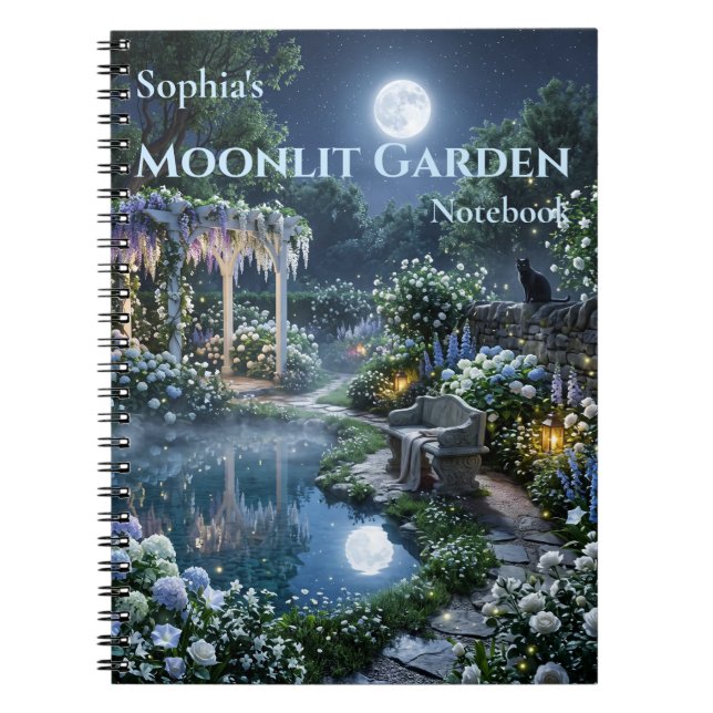 Personalized Moonlit Garden Spiral Notebook (Front)