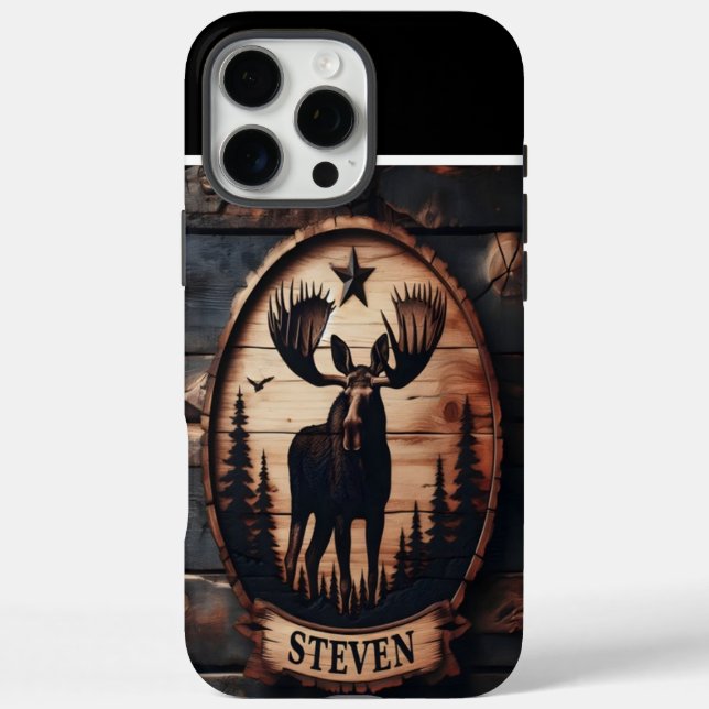 Personalized Moose Wood Sign Case-Mate iPhone Case (Back)