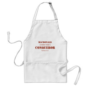 Personalized MORE THAN A CONQUEROR Scripture RED Standard Apron
