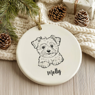 Personalized Morkie Dog Christmas Ceramic Ornament
