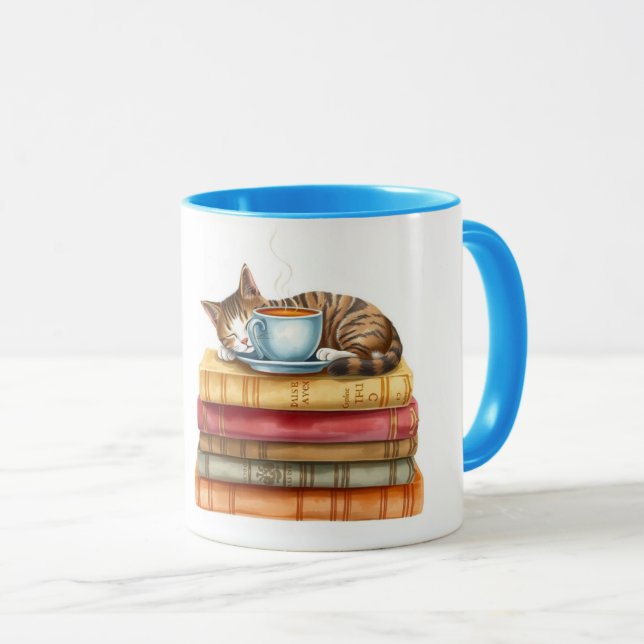 Personalized Morning Coffee Cat Ritual Cozy Mug (Front Right)