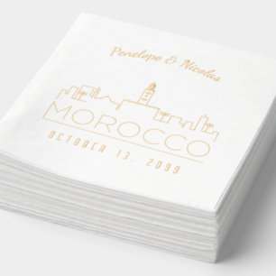 Personalized Morocco Wedding Napkins Gold Foil
