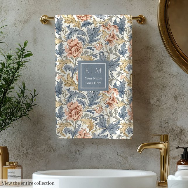 Personalized Morris Style Art Nouveau Floral Art Bath Towel Set (Personalized Morris Style Art Nouveau Floral Art Bath Towel Set)