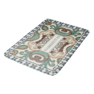 Personalized Mosaic Tile Pattern Bath Mat