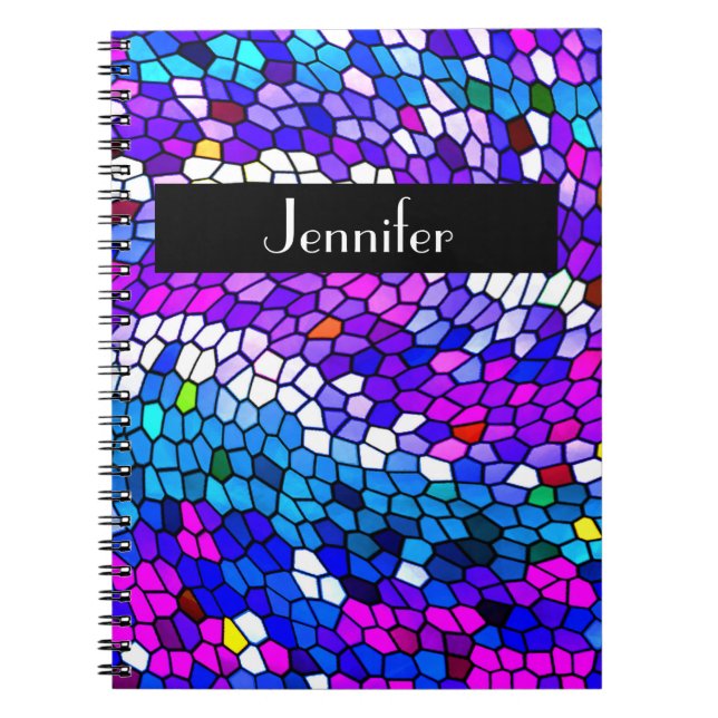 Personalized Mosaic Tile Pattern Purple Notebook (Front)