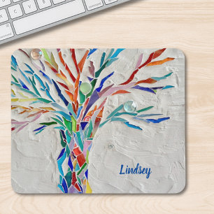 Personalized Mosaic Tree Mouse Pad