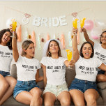 Personalized Most Likely To Bachelorette Party T-Shirt<br><div class="desc">Are you looking for a funny and unique way to show off your love for your soon-to-be bride? Then check out our personalized Most Likely To bachelorette party shirts! These shirts are perfect for any girl planning her big day. Not only are they hilarious, but they're also made from high-quality...</div>