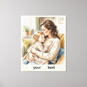 Personalized Mother and Daughter Hug Canvas Print