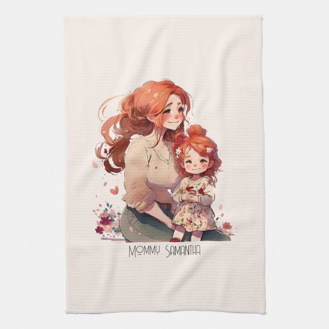 Personalized Mother and Daughter Kitchen Towel (Vertical)